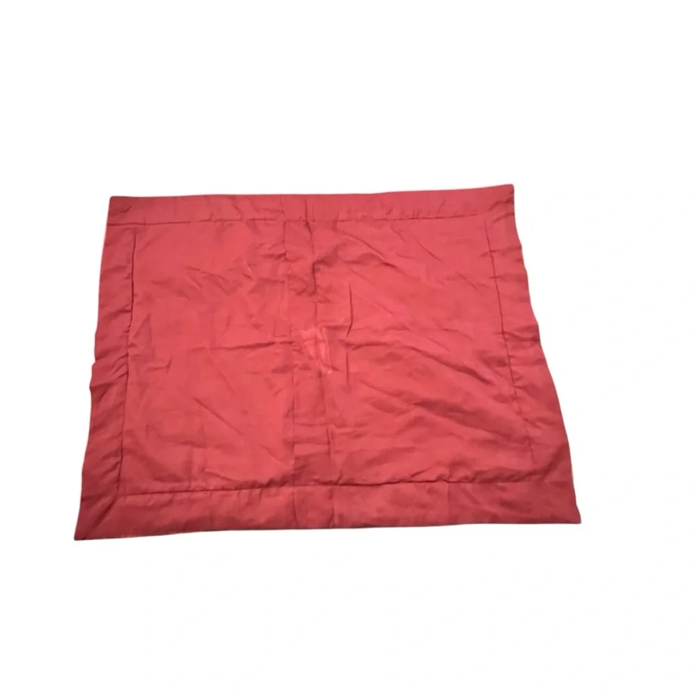Red Satin Pillow Sham Standard Sz‎ Fits Pillow 26x20 Embroidered Dainty Florals